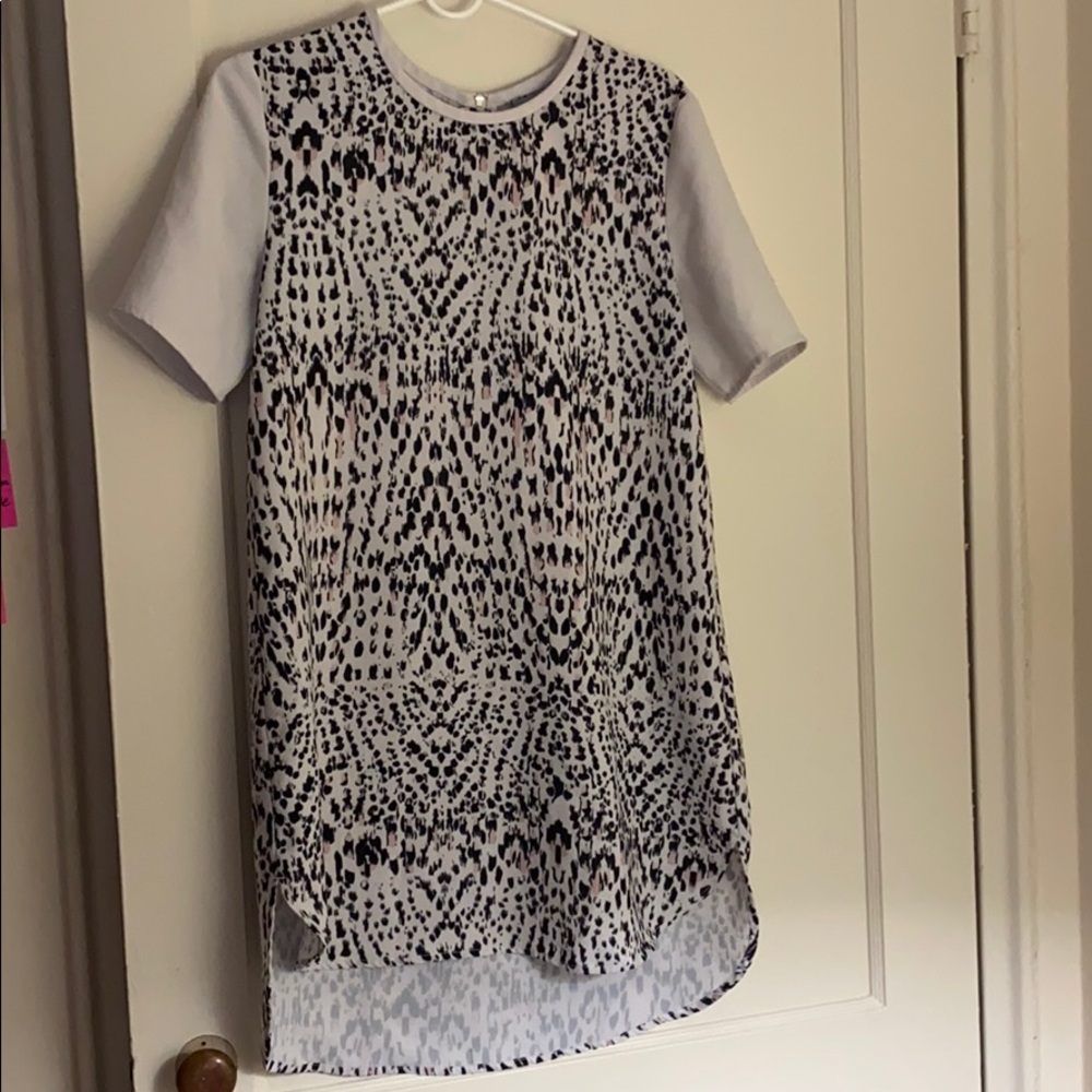 Finders white leopard print hi-low dress